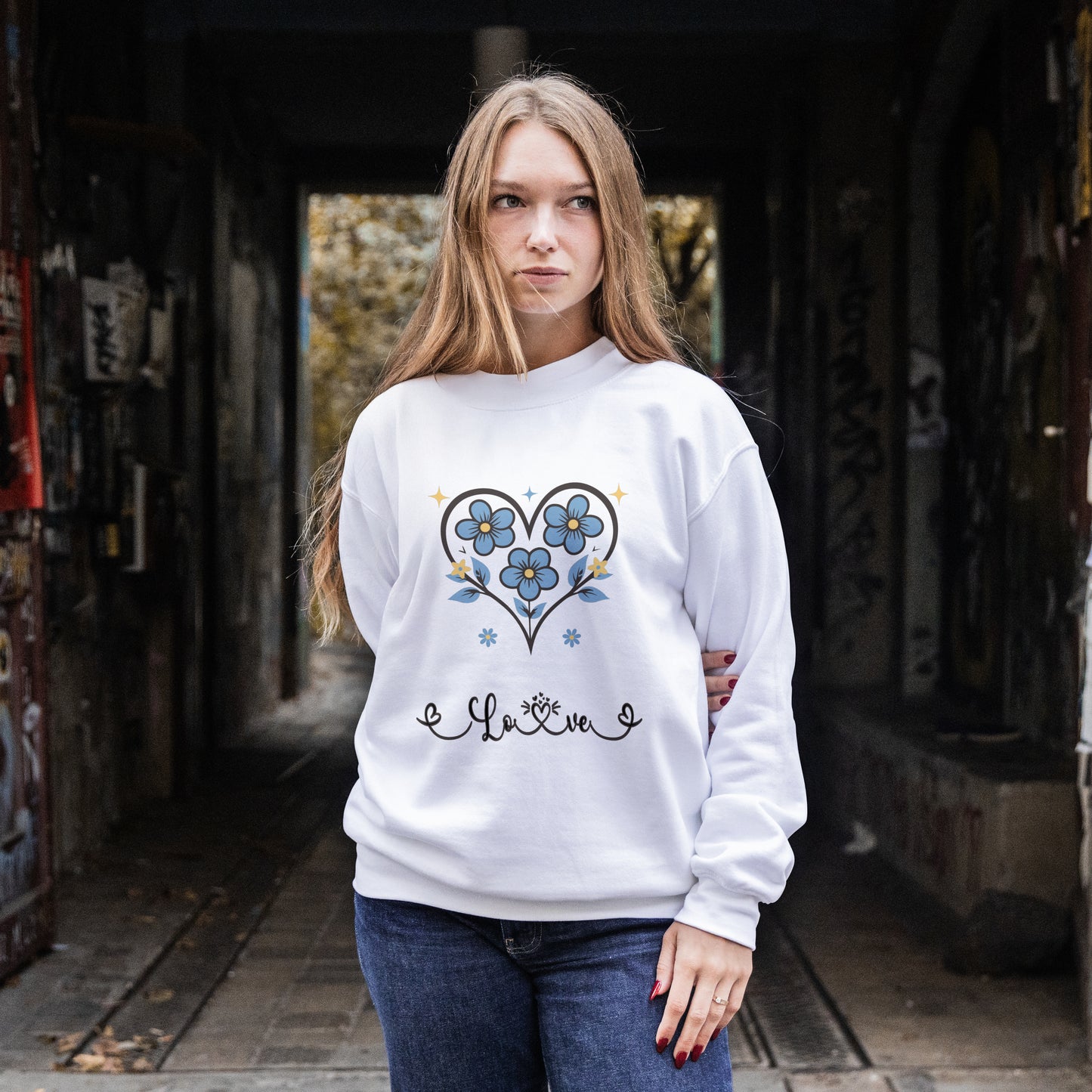 Heart Felt Blooms Crewneck Sweatshirt